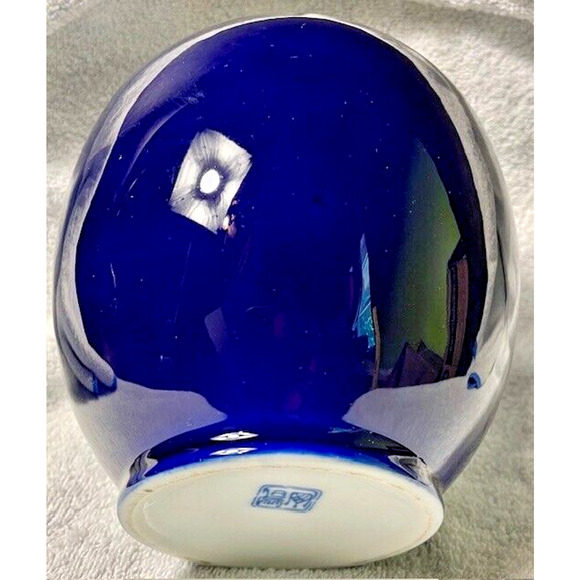 Vintage Iris Vase by Sato Gorden Navy Blue Ceramic 6 x 4 Inches - Picture 3 of 6